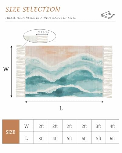 Tapete Boho Coastal Azul Verde 2x3 ft miniatura 2