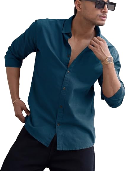 Image of Premium Cotton Shirt for Men | Full Sleeve Regular Fit | Solid Casual Shirt | Office Party