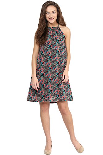Image of Miss Chase Women's Multicolored Round Neck Sleeveless Printed A-Line Dress