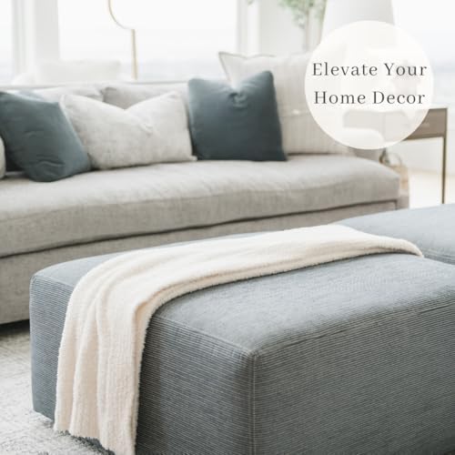 SARANONI Bamboni Luxury Throw Blanket | Oversized Super Soft Plush Home Decorative Comfy Blankets for Couch or Bed | Ivory - X-Large 60” x 80” - Image 9