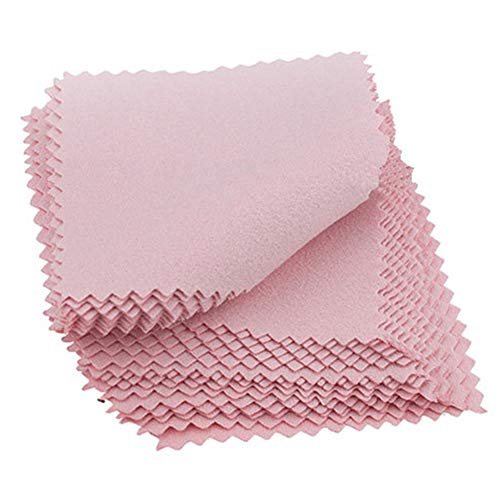 NA - 50 paños de limpieza de joyas, paño suave para pulir joyas para plata de ley platino (rosado), Telas