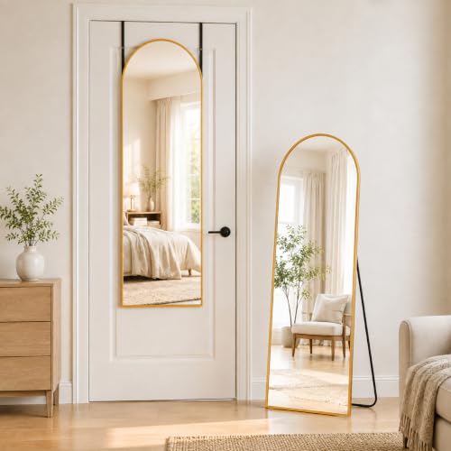 Image of Full Length Mirror, 56 inchx14 inch Arched Floor Mirror ShatterProof Glass
