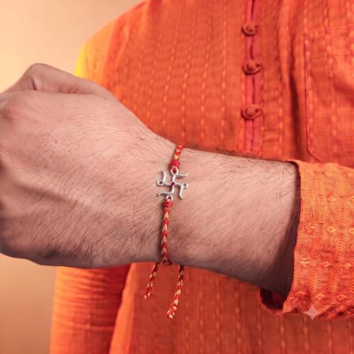 Image of Unniyarcha 925 Sterling Silver God Blessings Rakhi for Men | Certified Silver Raksha Bandhan Rakhi for Brother