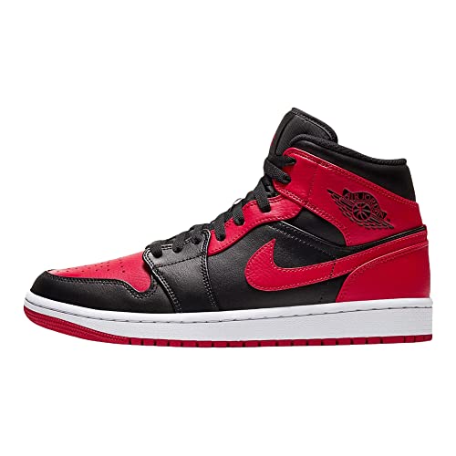 Nike Air Jordan 1 Mid Banned für Herren, 554724 074, Schwarz/Rot/Weiß, Mehrfarbig - Black Gym Rot Weiß - Größe: 42 EU