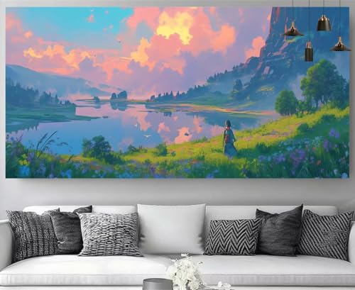 Diamond Painting River Valley 80x160cm : Broderie Kit Complet pour Débutant
