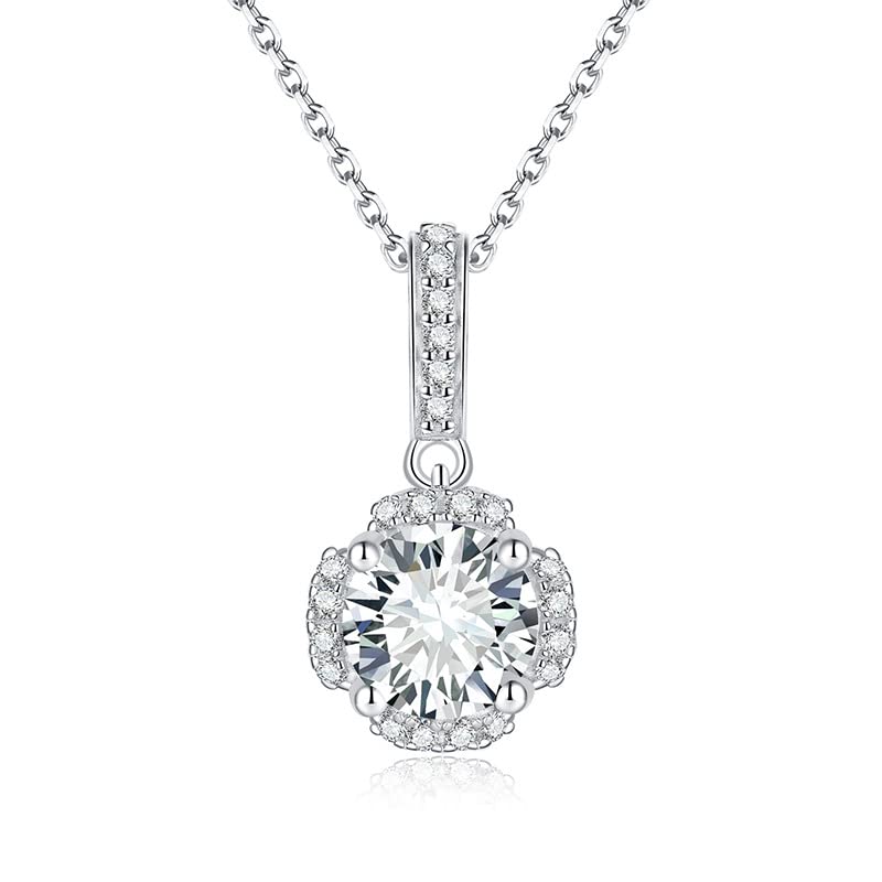 Collier moissanite pour femme pendentif diamant VVS 1 carat en argent 925