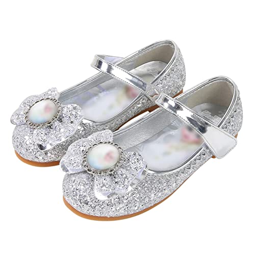 YOSICIL Zapatos de princesa para niña, zapatos de cristal Elsa, sandalias de Frozen, sandalias de fiesta con purpurina, bailarina festiva, carnaval, disfraz, accesorios de disfraz para niños, Mode01