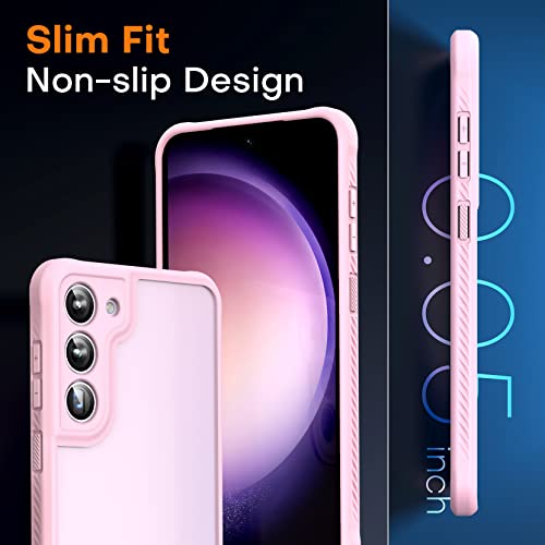 Image of TOCOL for Samsung Galaxy S23 Case Built-in Camera Lens Protection, Translucent Matte Back & Non-Slip [Military Grade Protection] Case for Galaxy S23 5G, Pink
