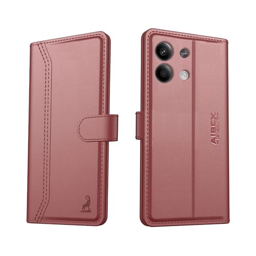 Image of AIBEX Compatible for Redmi Note 13 5G Flip Cover Leather Finish | Inside TPU with Card Pockets | Wallet Stand | Complete Protection Flip Case - Brown
