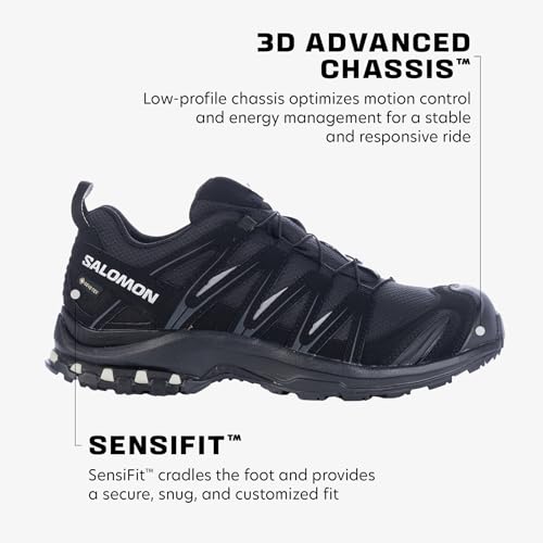 Salomon Women’s XA PRO 3D Gore-Tex Waterproof Trail Running Shoes - Black/Black/Mineral Grey - 5