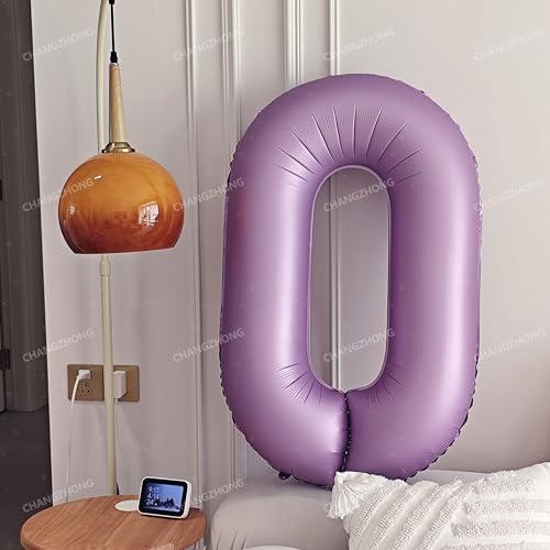 Image of 40 In Matte Lavender Purple Birthday Number 0 Helium Foil Mylar Balloon | Helium Foil Mylar, Suitable Boys' And Girls', 10st 10th Birthday Parties, Anniversary Celebration, Zero Balloon Purple paryt