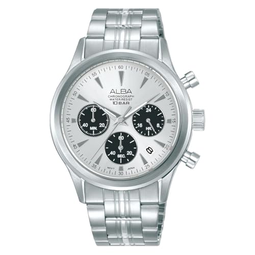 Image of Alba Men's Prestige Quartz Silver White & Black Dial Chronograph Watch - AT3K55X1