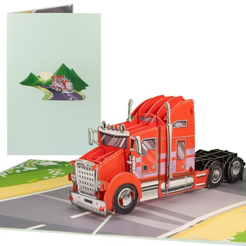 Sweetpopup® Pop-Up Karte LKW – 3D Geburtstagskarte für Truck Fans – Eindrucksvolle Glückwunschkarte, perfekt für Geburtstag, Jubiläum, Dankeschön, Gutscheine & Geldgeschenk Verpackung – Lastwagen 202