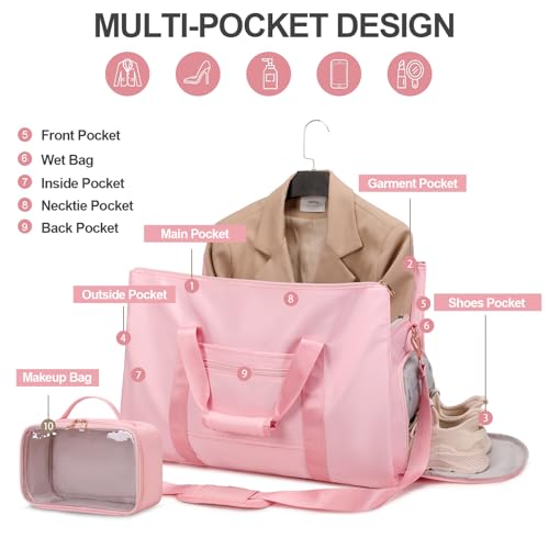 Convertible Travel Garment Bag with Backpack Strap, 3 in 1 Carry on Garment Duffle Bag, Garment Bags for Travel with Shoe Compartment USB Charging Port, Hanging Dress Suit Travel Bag for Women3