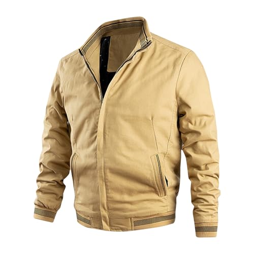 Dademeo Mens Bomber Jacket Classic Fit Casual Streetwear Long Sleeve Jackets Outdoor Recreation Coat Vintage Zip Up Jacket