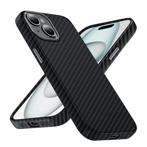 Phoneaura MagCase Deluxe Carbon Hülle für iPhone 14 kompatibel mit MAGSAFE I Carbonhülle iPhone 13 I Schutzhülle mit Schutzglas I Case 13 Handyhülle ( Carbon Optik + 2 Schutzgläser + 1 Kameraglas)