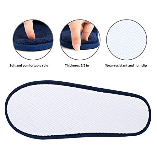 Spa Slippers Closed Toe (12Pairs, 6L+6M) Disposable Indoor Hotel Slippers, Fluffy Coral Fleece, Padded Sole for Comfort- for Guests, Hotel, Travel - Thumbnail 3