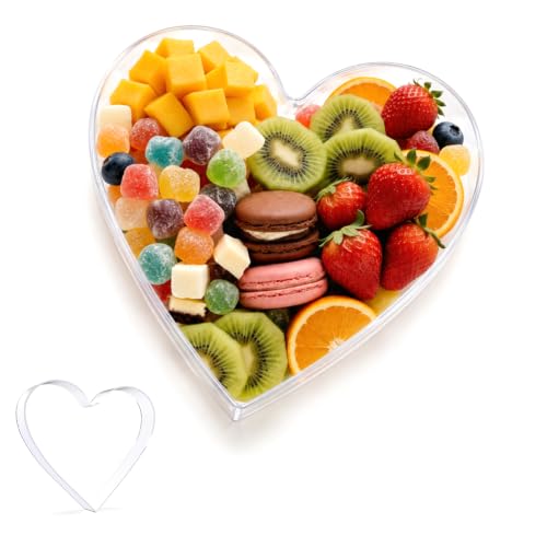 Image of Pooqla 10 inch Acrylic Heart Shaped Charcuterie Tray for Birthday Party Wedding