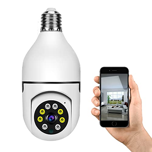 Light Bulb Security Camera Outdoor Wireless Wifi, 2.4G Wireless Wifi Lightbulb Cameras, Pan And Tilt To Surveillance Every Details For Indoor, With 2-Way Audio, Motion Detection, Color Night Version #TOP5
