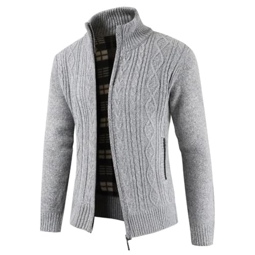 Mens Winter Sweater Casual Sweater Stand Collar Cardigan Striped Slim Knitted Mens Sweatercoat4