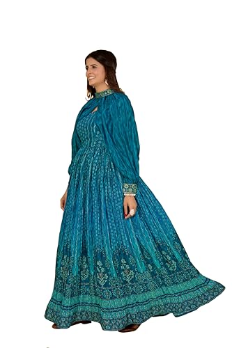 Image of ODD BY chansi TRENDZ Women's Poly Georgette Long Sleeves V-Neck Flared Kurti
