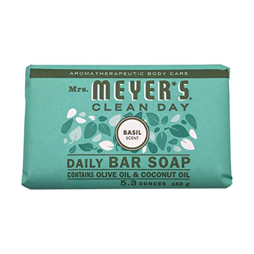 Mrs Meyers Bar Soap Basil 5.3 Ounce (156ml)
