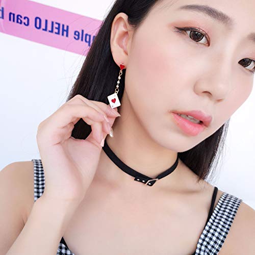 Queen of Hearts Dangle Drop Earrings, Asymmetric Long Clock Poker Earrings Queen of Hearts Costume Accessories for Women Halloween Theme Accessories2