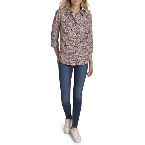 Image of Nautica Women's Button Front Long Sleeve Roll Tab Shirt