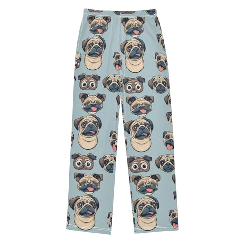 Pajama Bottoms, Puppy Pug Dog Faces Pajamas Pant Lounge Wear Sleep Long Pants Casual Sleepwear Pjs