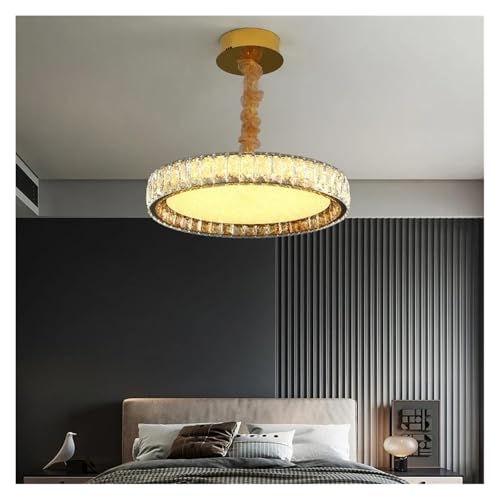 Lustre circulaire LED moderne en cristal luminaire de plafond pour chambre