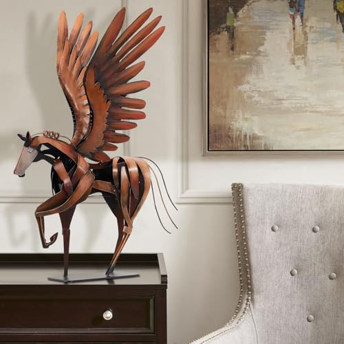 Estatua de Caballo con Alas de Metal 24.5 pulg miniatura 4