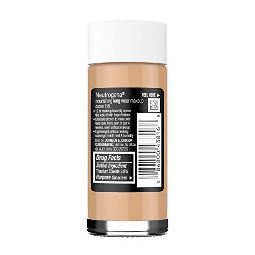 Neutrogena Nourishing Long Wear Liquid Face Makeup Foundation With Spf 20 Sunscreen, Tone-Evening And Texture-Improving, Antioxidants, Soy, And Vitamins A, C And E, 115 Cocoa, 1 Fl. Oz (Pack Of 2) #TOP3