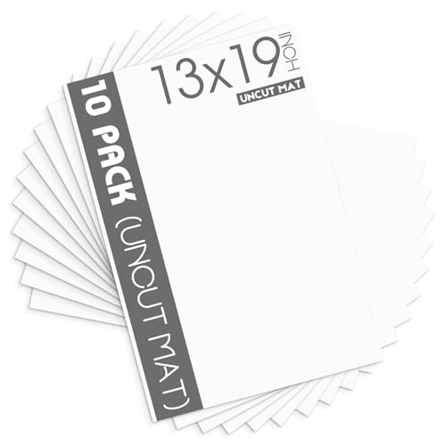 Mat Board Center 10 Pack Uncut Mat Boards, 13x19 White Matboards
