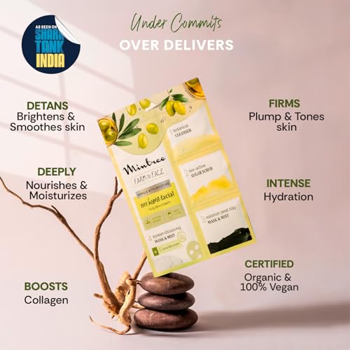 Image of Mintree Olive Brightening Home Facial Kit for De-Tan, Skin Radiant Glow & Intense Hydration with Korean Sheet Mask Collagen and European Peat Clay | Anti-Aging Skincare Facial kit for men for Glowing Skin