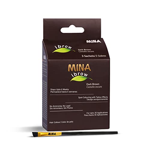 Mina Ibrow Hair Color Dark Brown|Long Lasting Natural Spot Coloring And Hair Tinting Powder With Brush, Water And Smudge Proof | No Ammonia, No Lead With 100% Gray Converge Upto 30 Application|Vegan And Cruelty Free #TOP12