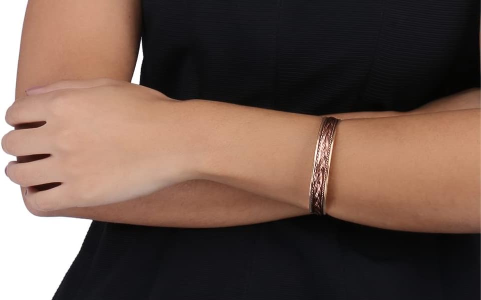 Copper Bracelets- for Men and Women| Set of 2 with Gift Box | Gift for Women & Men | Handmade 100% Copper (Plain and Inlay) - Image 5