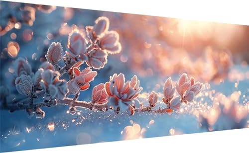 Broderie diamant fleurs enneigées grand format pour sublimer la décoration murale du salon