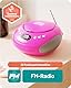 OAKCASTLE CD250 Tragbar Bluetooth Boombox | Einfache Kontrollen CD Player fur Kinder | Tragbare CD Spieler mit FM Radio, 30 Radiovoreinstellungen, LED-Anzeige & Kopfhörerbuchse (Rosa)