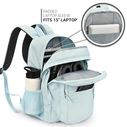 Image of ZORFIN 26L Backpack for College, and Travel: Water Resistant Bookbag - Light Gray Blue