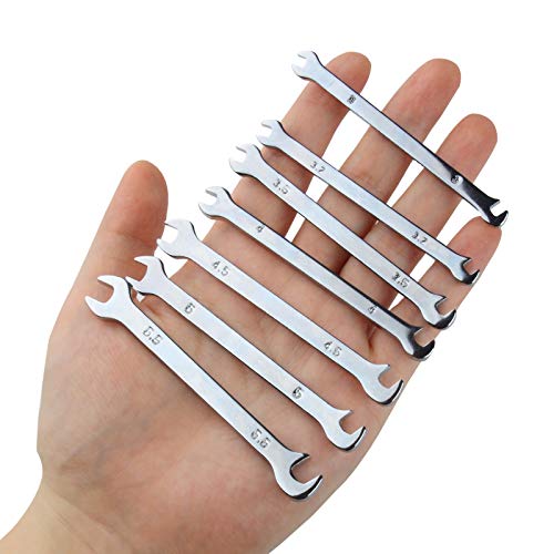 Larcele 7 PCS Mini Wrench Set Metric 3mm-5.5mm Double Open End Spanner MNBS-07, Chrome - Image 3