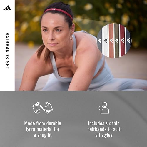Image of adidas Thin Headbands - 6 Pack Hair Accessories - Neutral Multi