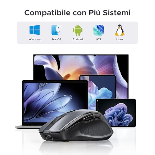 Ugreen Mouse Wireless Mouse Bluetooth E 2,4 Ghz Ricarica Rapida E Lunga Durata Della Batteria Ergonomico E Silenzioso 5 Livelli Dpi 6 Pulsanti Per Pc Tablet Windows Macos Android - 6