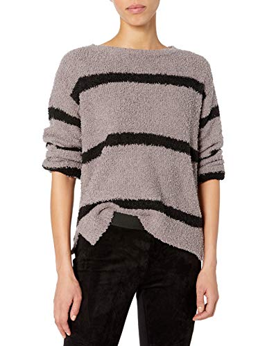 BB Dakota Junior's Deal Fuzzy Chenille Stripe Sweater, Medium Grey