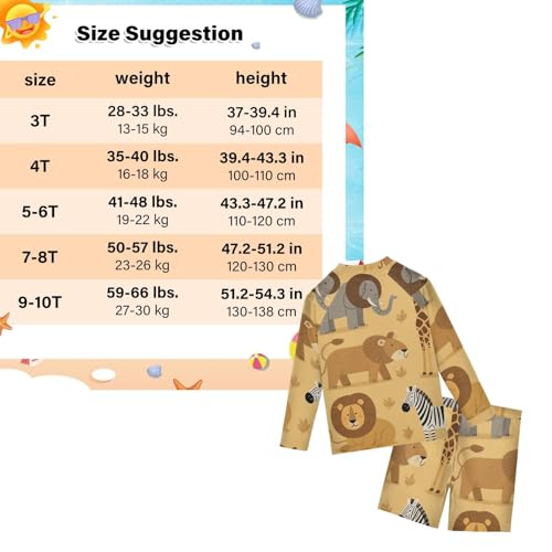 Bañador protección UV niños de manga larga con estampado de jirafa marrón 3