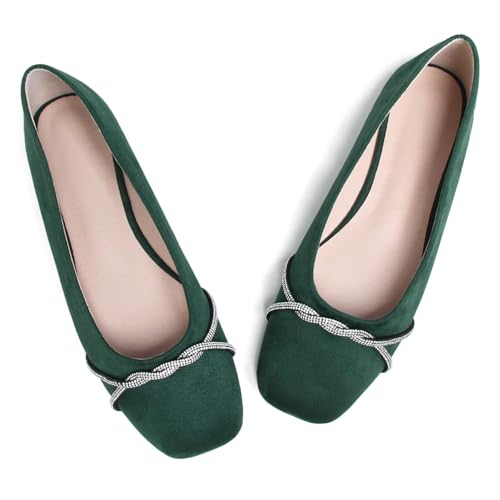 Image of TN TANGNEST Womens Casual Flats Chain Ballet Flats | Fashion Pointed Toe Rhinestone Flats, Comfort Slip On Dress Shoes for Business Work Office Wedding Party