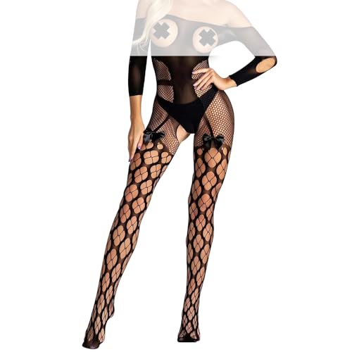 BDSMAGE Sexy Dessous Damen für Sex,Netz Strapsen Dessous Set Sexy Outfit für Damen,Bodystocking Nylon Korsett Tiefer V-Ausschnitt erotisch...