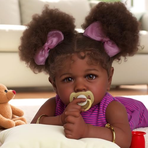 BABESIDE Value 5-Piece Black Baby Doll Set – Includes 20-Inch Lifelike Doll, Clothing, Birth Certificate, Bottle and Magnetic Pacifier, Soft Body Realistic Newborn Gift for Kids Age 3+