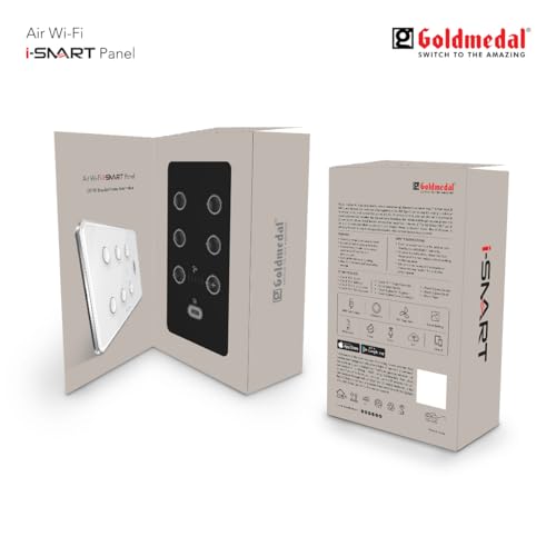 Image of Goldmedal Air 4M i-Smart Wi-Fi Panel with 4 Switches,1 Fan Regulator &1 USB Fast Charging Port |Control via G-World App,RF Remote,Voice & Touch Buttons | Ideal for Smart Homes&Offices |Carbon Grey
