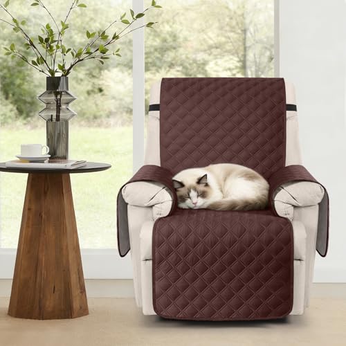 Image of TAOCOCO Recliner Protector,1 Seater Armchair Slipcovers,Waterproof Recliner Slipcovers,Recliner Covers with Pockets,Anti Slip Reclining Sofa Covers,Arm Chair Covers for Pets /Dogs /Kids(Chocolate)