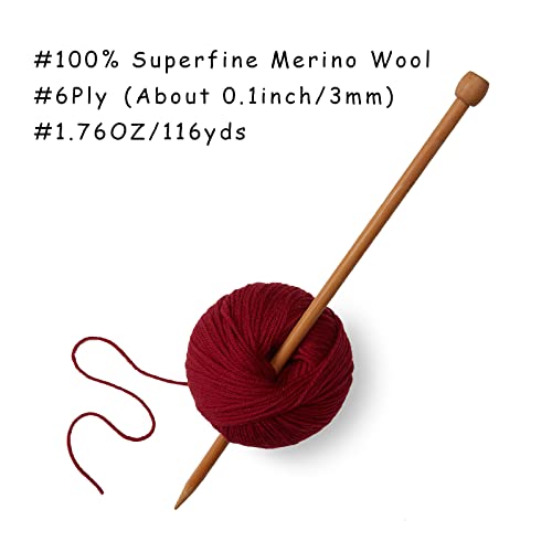 GISIMO 100% Merino Wool Yarn, 6-Ply Luxurious and Soft Yarn for Hand Knitting & Crocheting, 1.76 OZ/50g, 127 yds/116 Meters (red, 3 Balls) by Gisimo - Used condition - Image 3